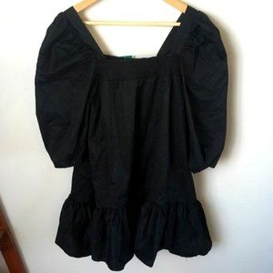 Puffed-sleeve Cotton Dress